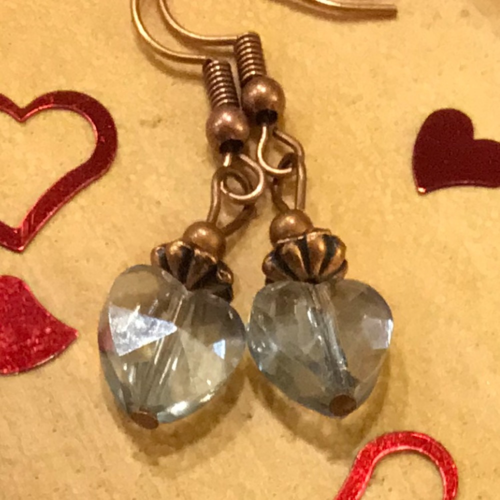 Crystal Glass Heart Earrings